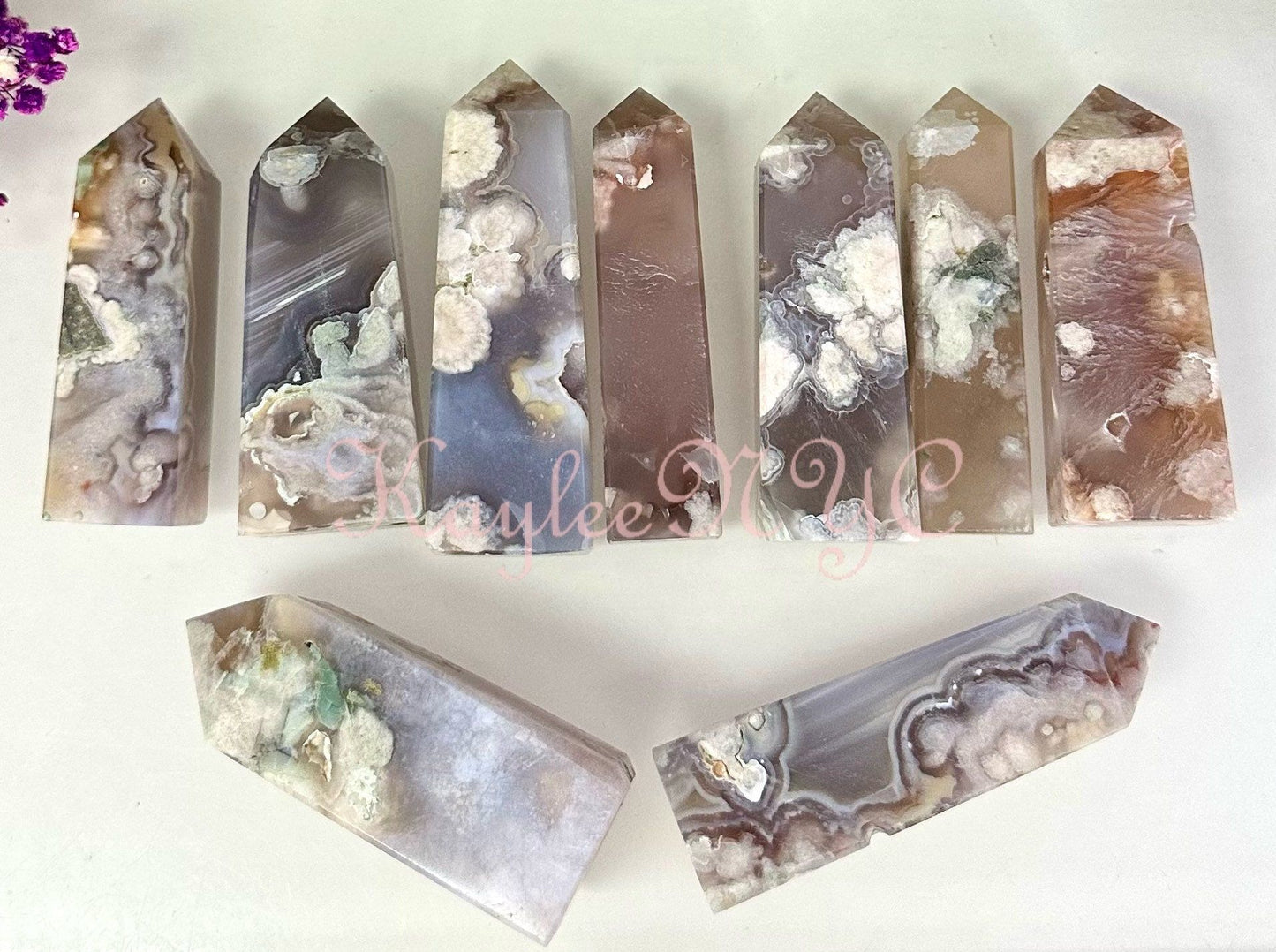 Wholesale Lot 2 Lbs Natural Flower Agate Obelisk Tower Point Crystal Healing Energy