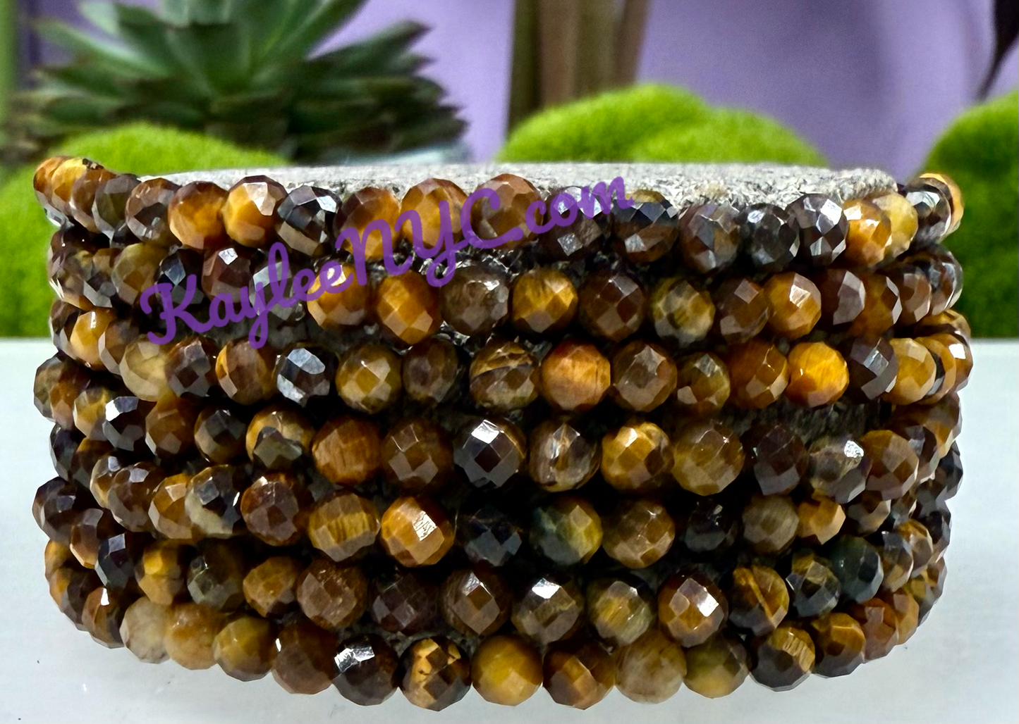 Wholesale Lot 6 Pcs Natural Faceted Tiger Eye 4mm 7.5” Crystal Healing Stretch Bracelet