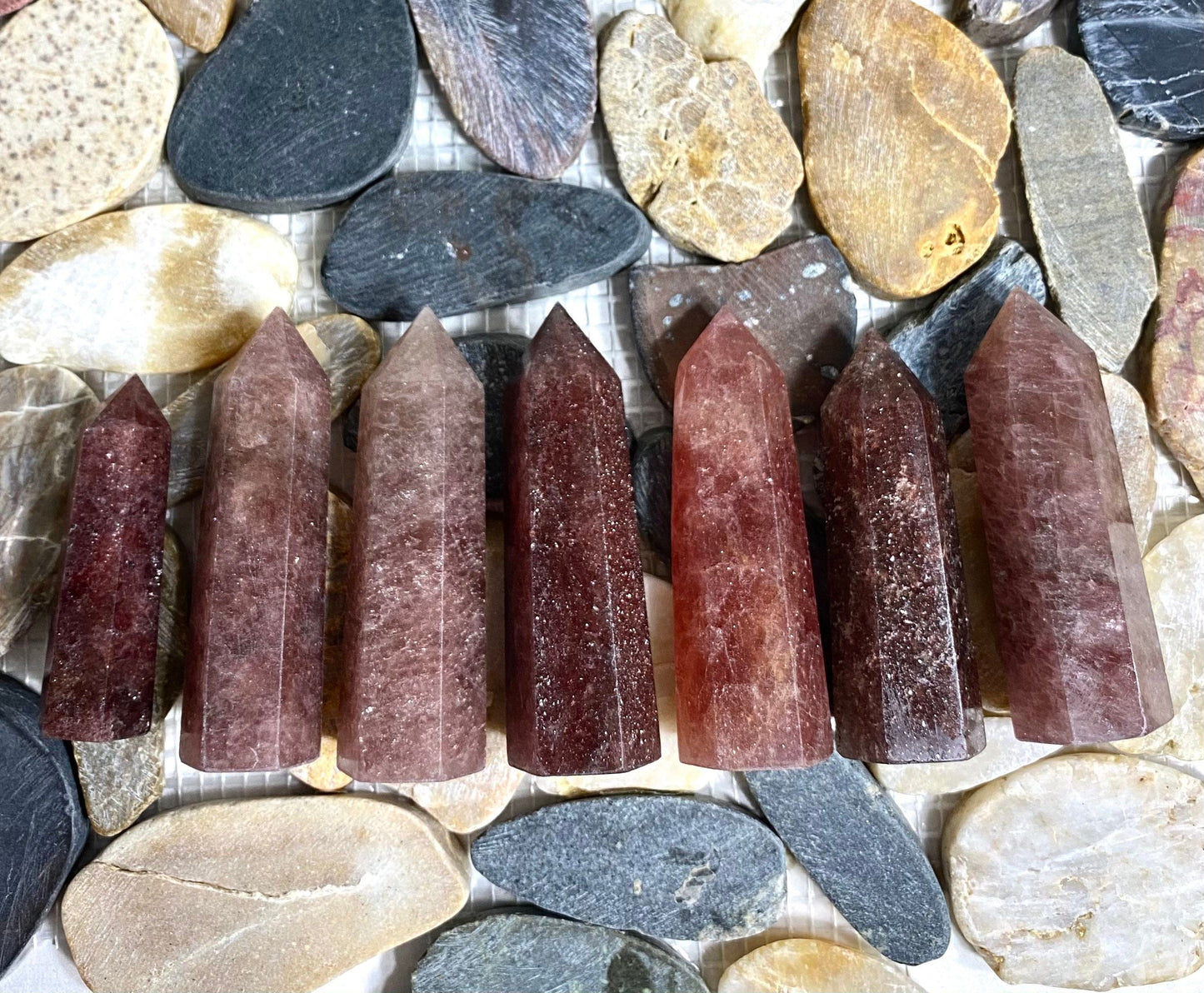 Wholesale Lot 1 lb Natural Strawberry Quartz Obelisk Tower Point Crystal Healing Energy