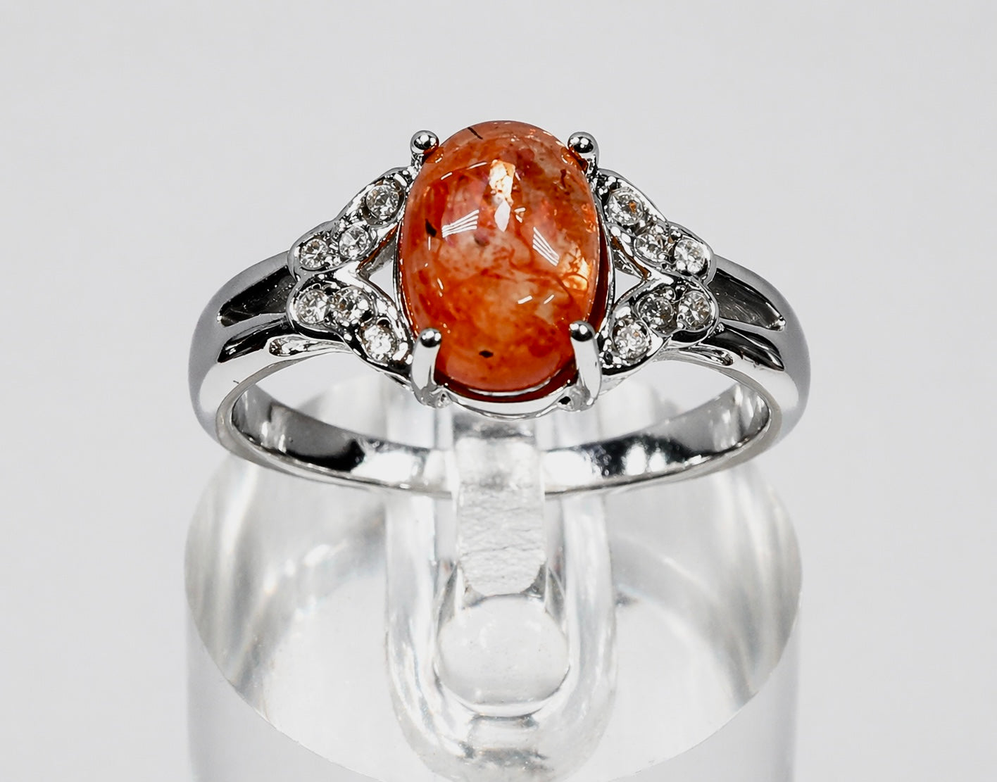 Wholesale Lot 7 pcs Natural Sunstone Stainless Steel Ring 6x8mm