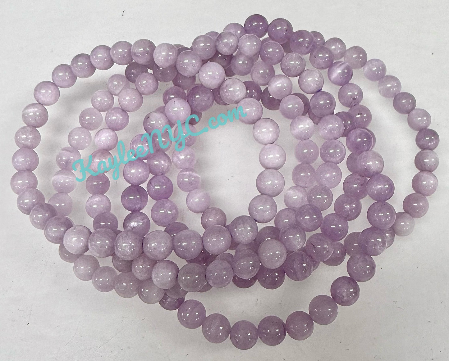 Wholesale 6 Pcs Natural Kunzite 6mm 7.5” Crystal Bracelet Healing Energy