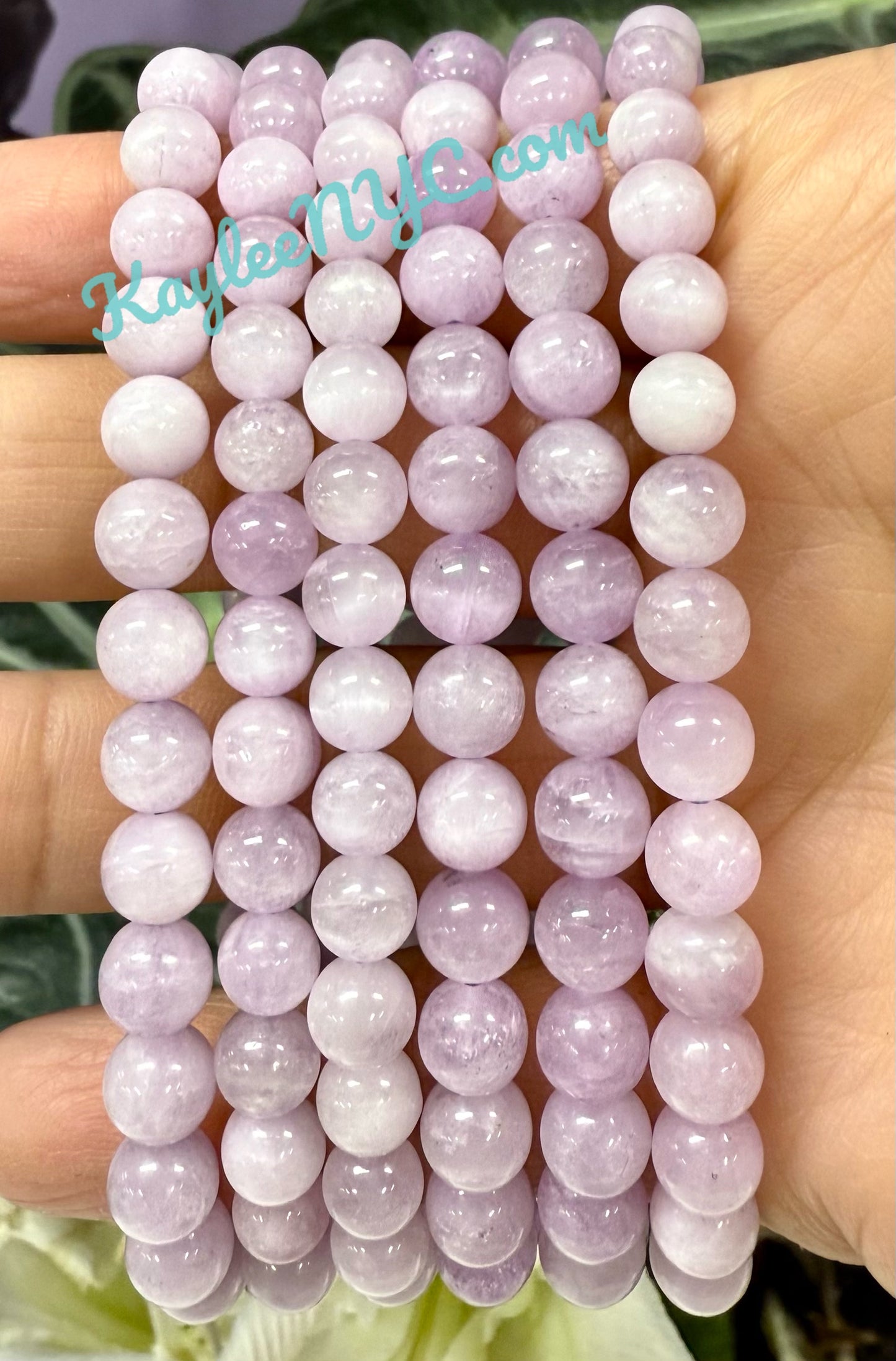 Wholesale 6 Pcs Natural Kunzite 6mm 7.5” Crystal Bracelet Healing Energy