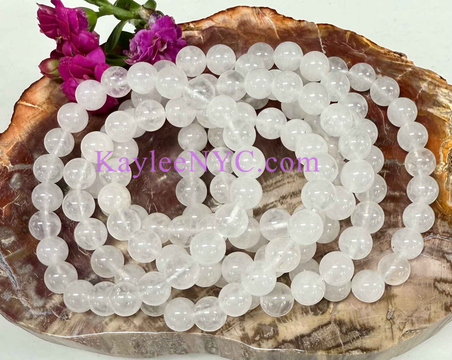 Wholesale 6 Pcs Natural Quartz 8mm 7.5” Crystal Healing Stretch Bracelet