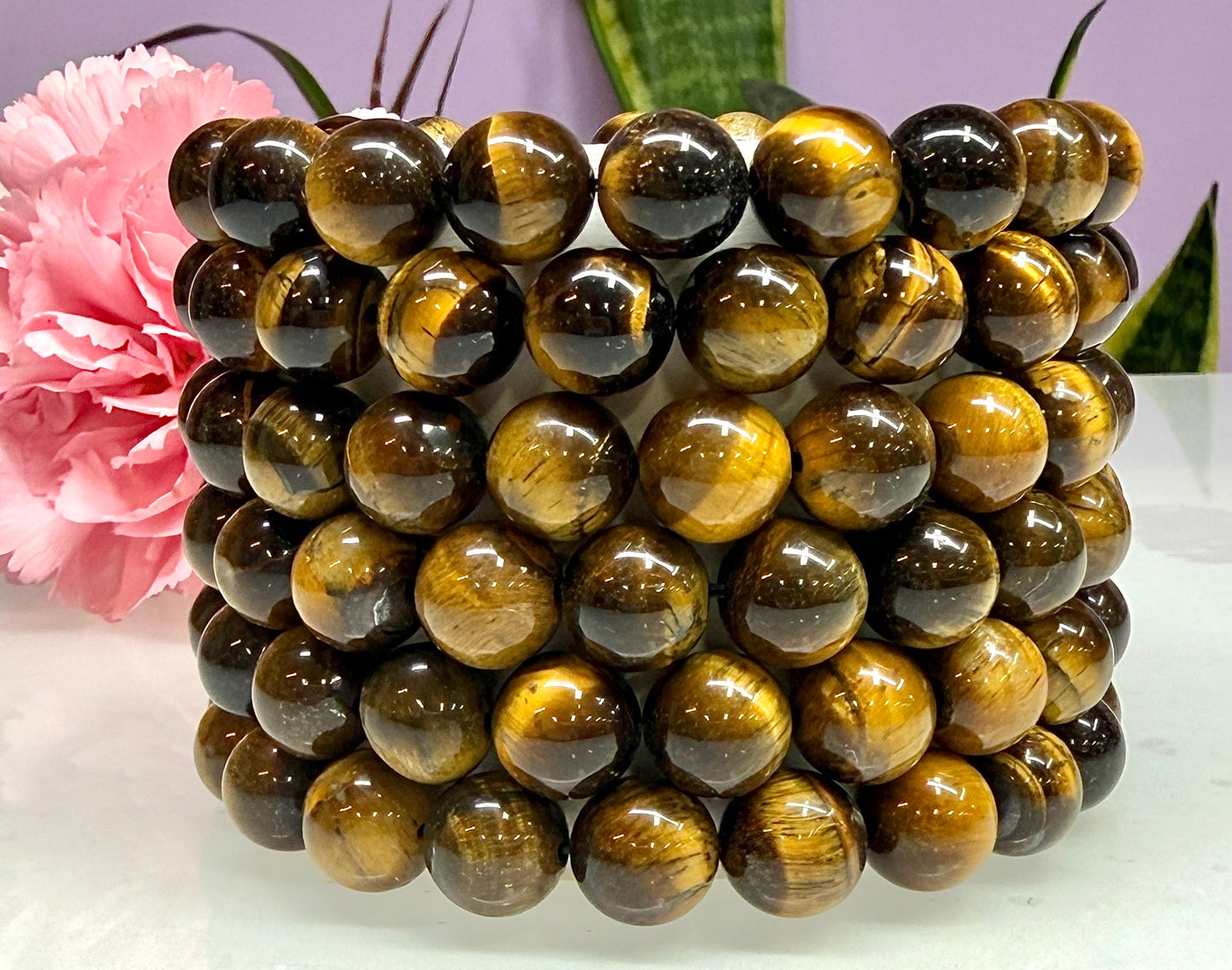 Wholesale Lot 6 Pcs Natural Tiger Eye 10mm 8” Stretch Bracelet