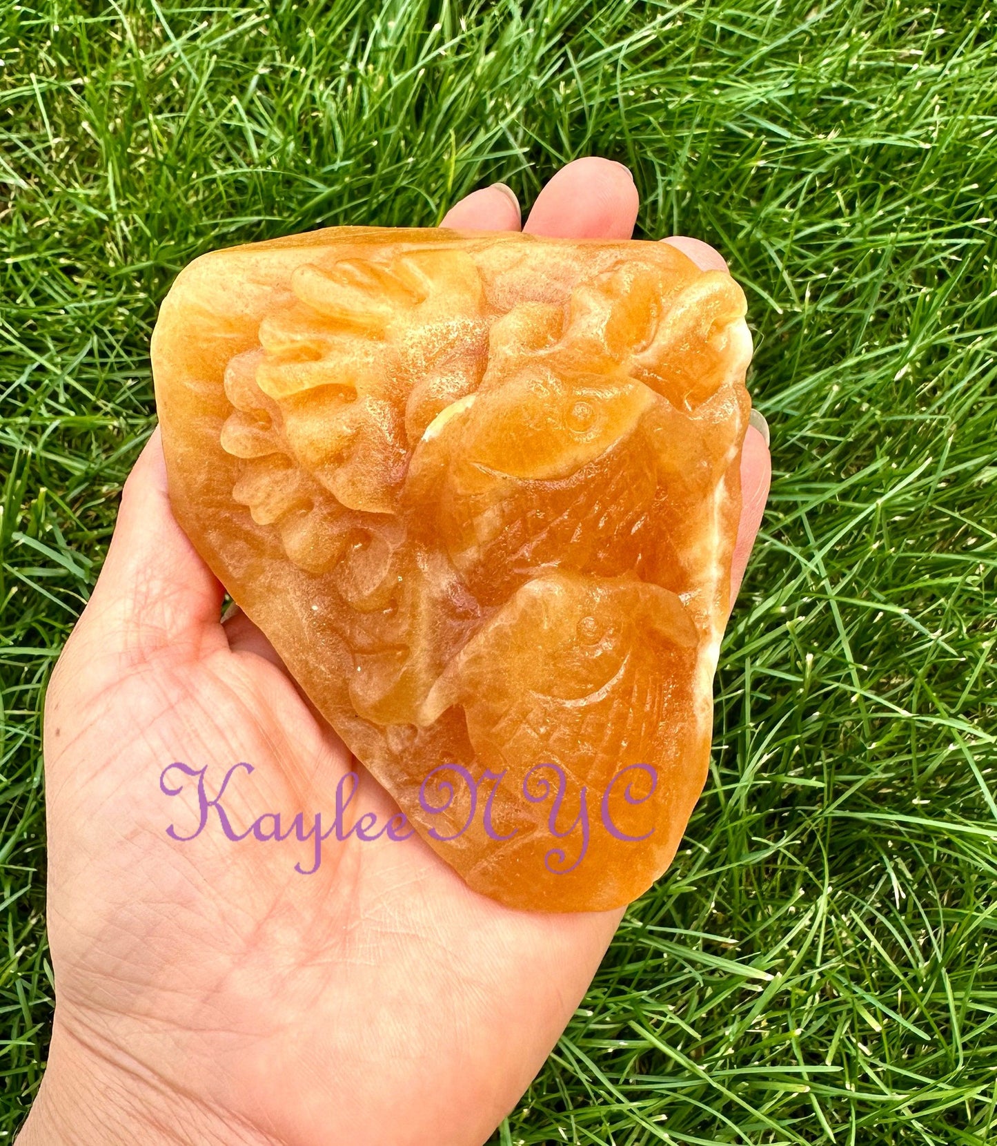 Wholesale lot 4 Pcs Natural Orange Calcite mixed Carving