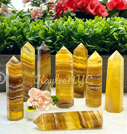 Wholesale Lot 2 lbs Yellow Fluorite Obelisk Tower Point Crystal Natural Energy