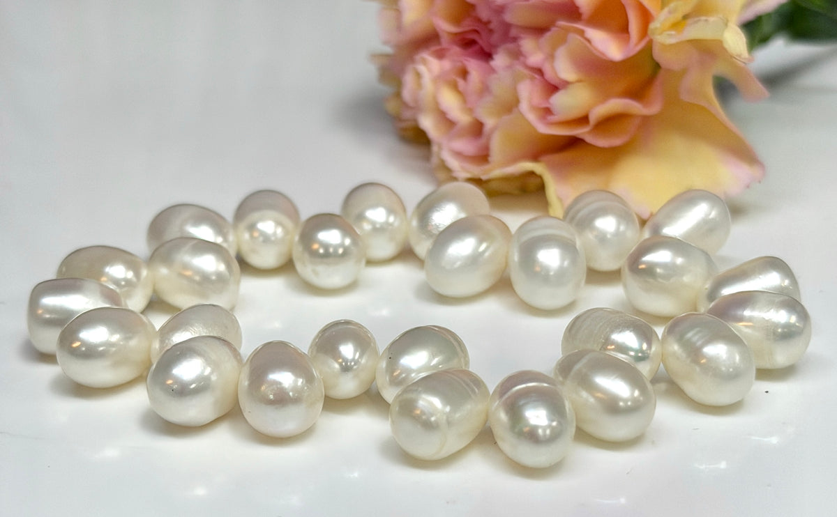 Wholesale 6 Pcs 8x12mmNatural Freshwater Pearl Healing Stretch Bracelet 7.3”
