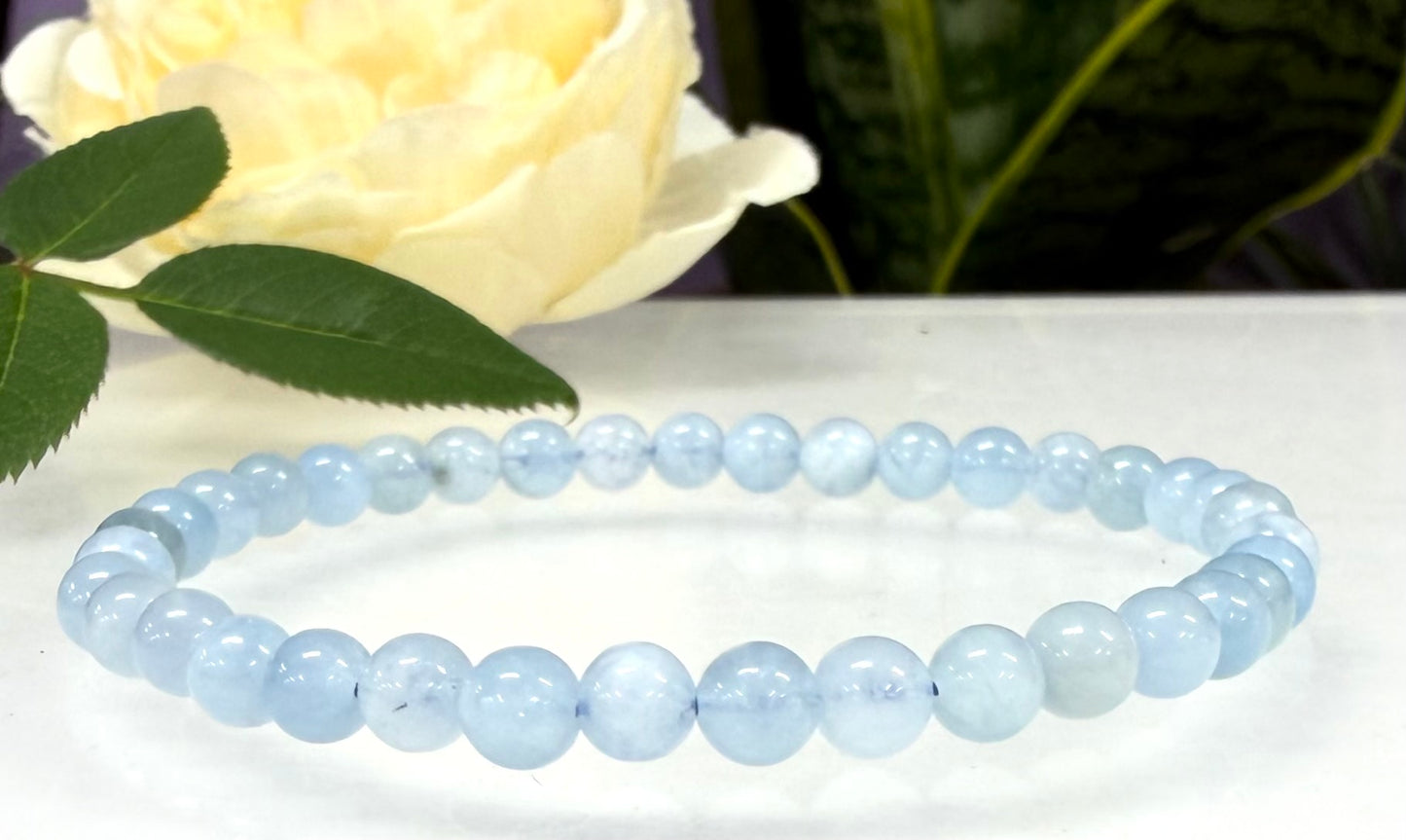 Wholesale Lot 6 Pcs Natural Aquamarine 5mm 7.5” Crystal Healing Stretch Bracelet