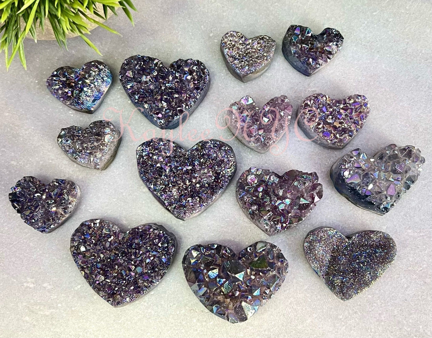 Wholesale Lot 1 lb Aura Amethyst Cluster Heart Crystal Nice Quality healing energy