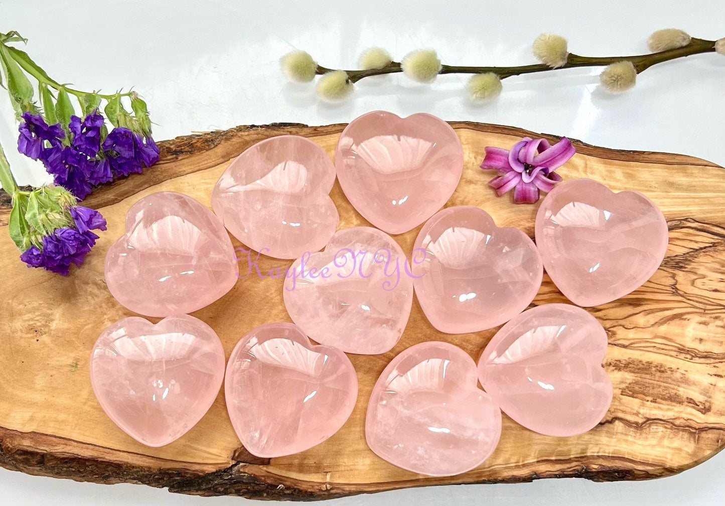 Wholesale Lot 10 Pcs 40mm Natural Rose Quartz Crystal Heart Healing Energy