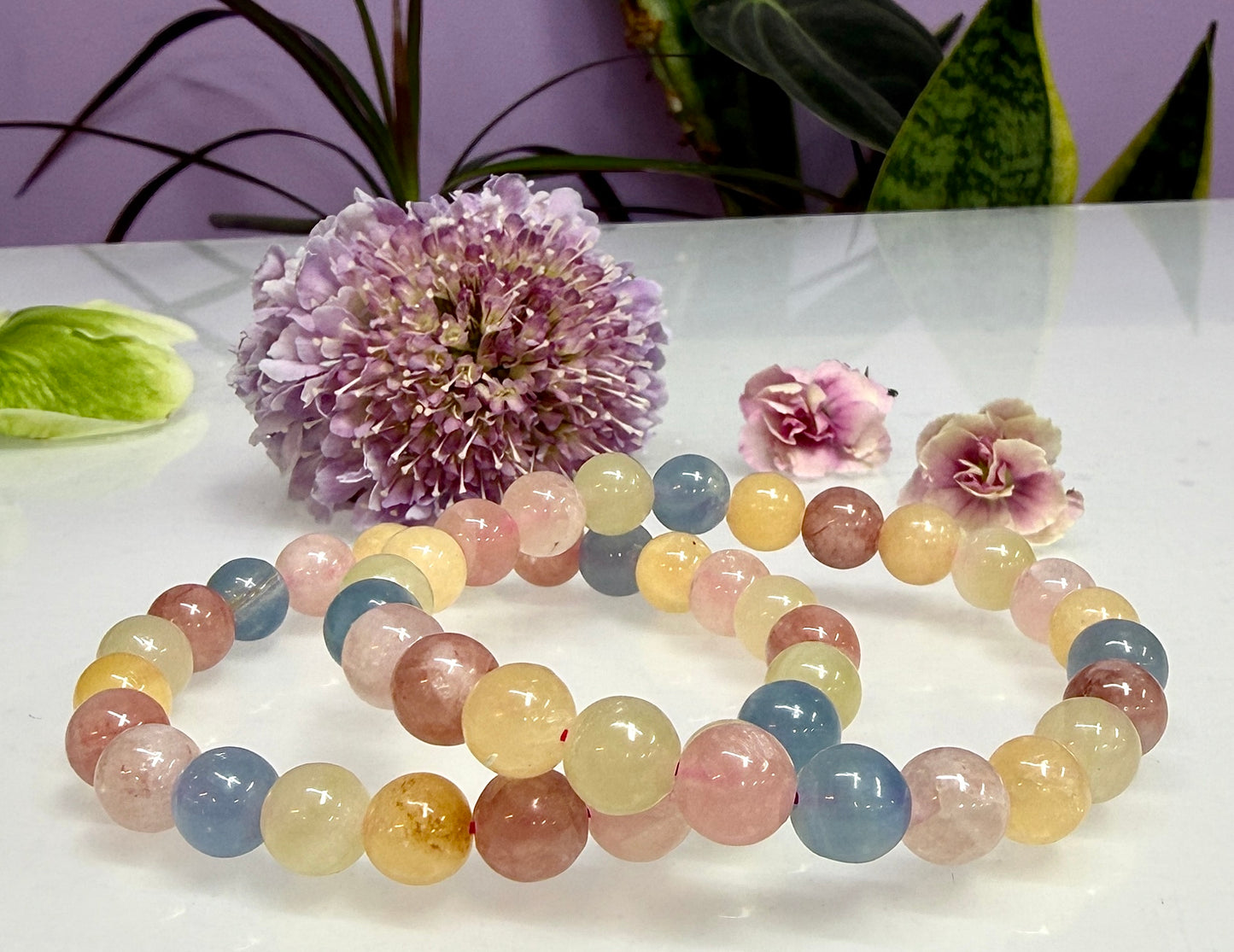 Wholesale 6 Pcs Mixed Natural Calcite 8mm 7.5” Crystal Healing Stretch Bracelet