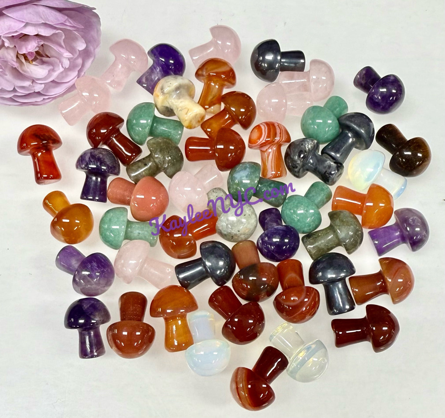 Wholesale Lot 50 PCs Natural Mixed 20mm Crystal Mushroom Healing Energy