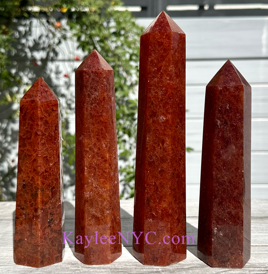 (Copy) Wholesale Lot 3 pcs large Natural Strawberry Quartz Obelisk Tower Point Crystal Healing