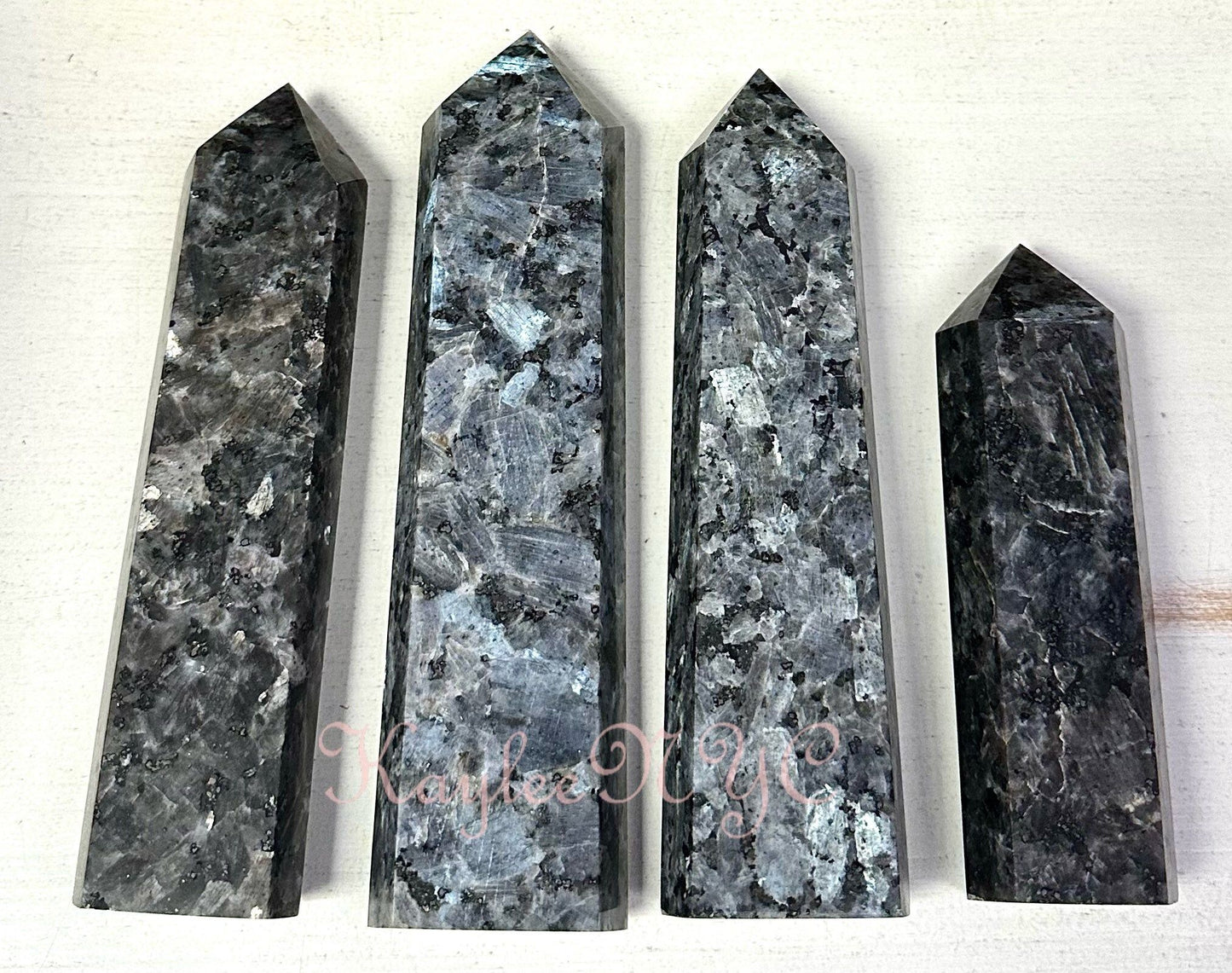 Wholesale Lot 4 pcs large Natural Larvikite Obelisk Tower Point Crystal Healing