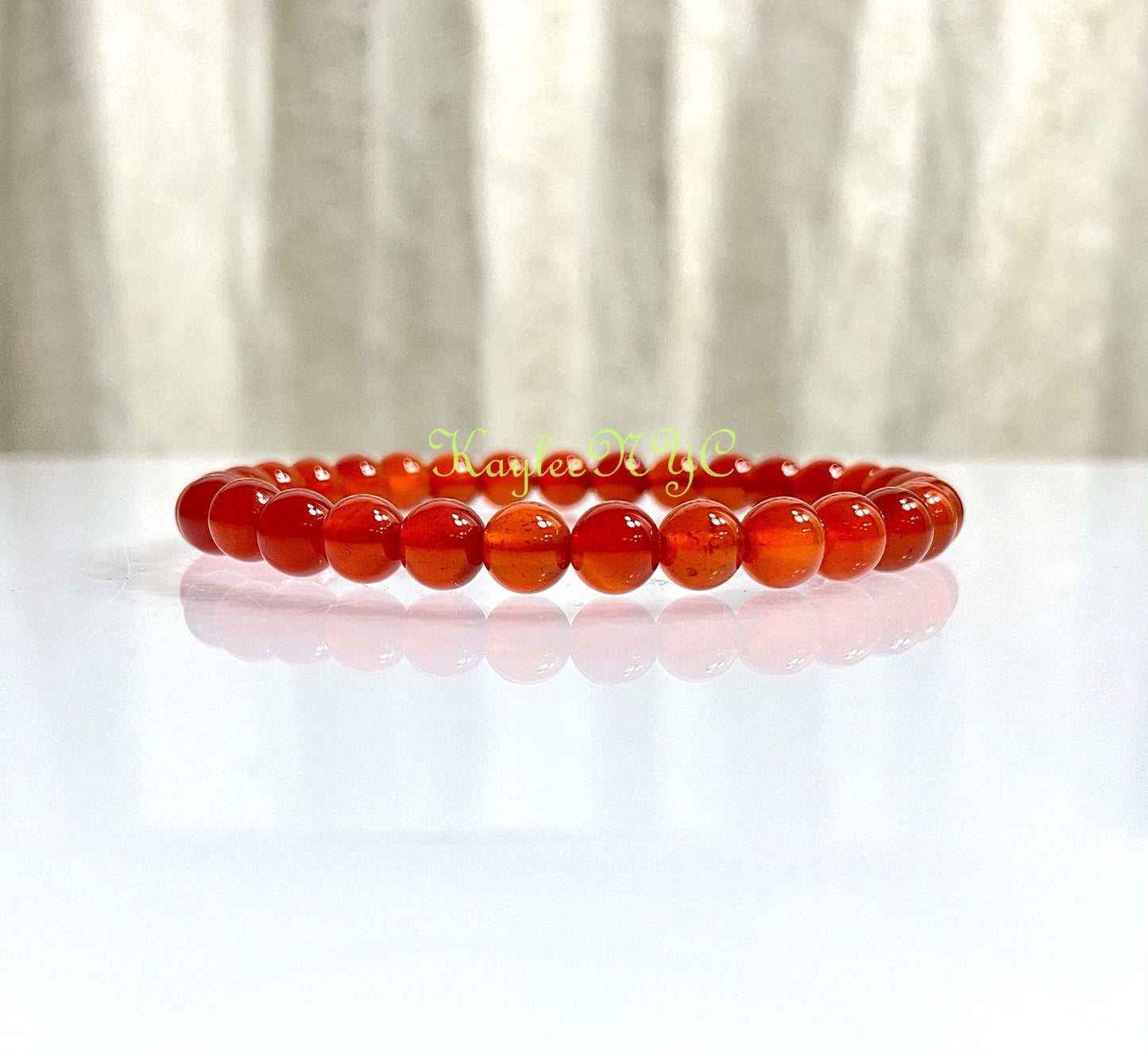 Wholesale Lot 6 Pcs Carnelian 6mm 7.5” Crystal Healing Stretch Bracelet