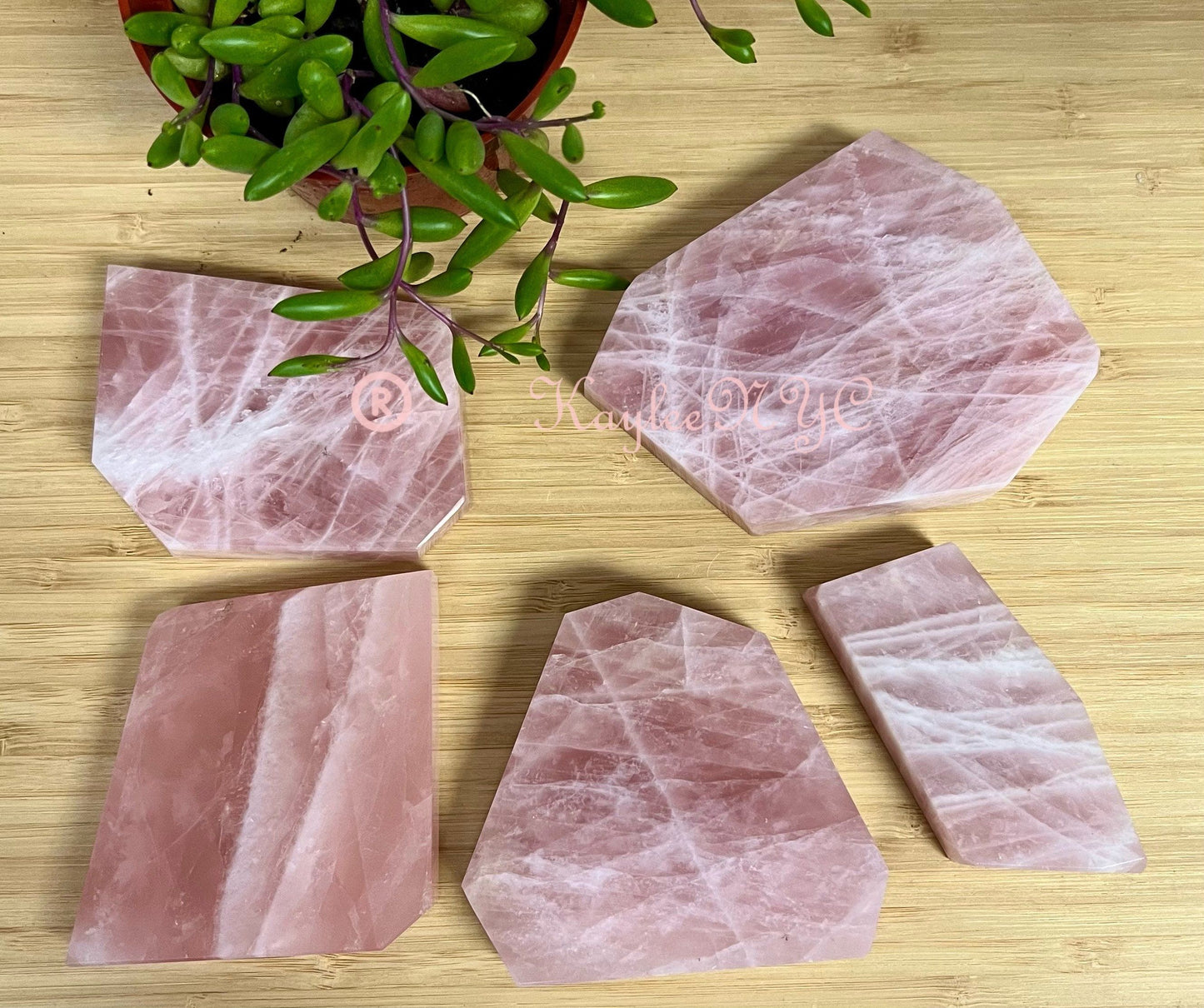 Wholesale Lot 5 PCs Natural Rose Quartz Polished Slab Crystal Raw Nice Quality 2.9-3 lbs