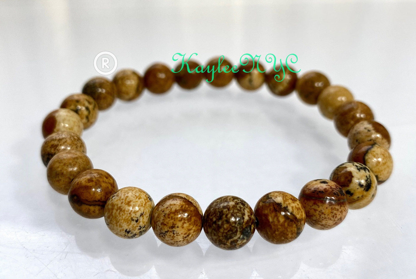 Wholesale 6 Pcs Natural Picture Jasper 8mm 7.5” Stretch Bracelet Crystal Healing Energy