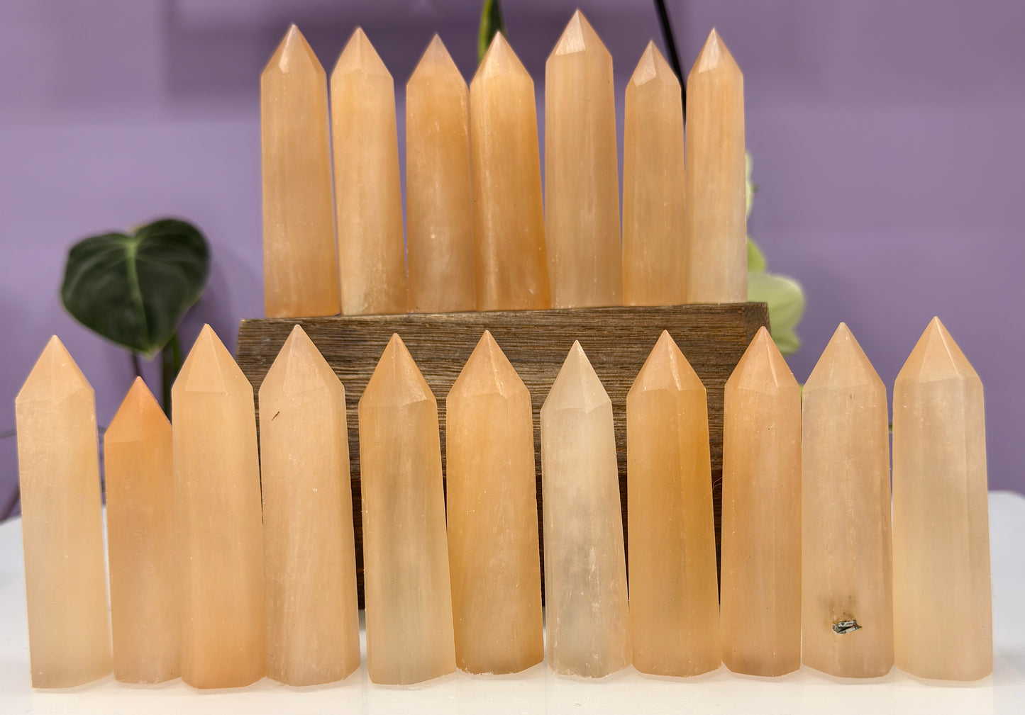 Wholesale Lot 2 lbs Natural Peach Selenite aka Satin Spar Obelisk Tower Point Crystal Healing Energy