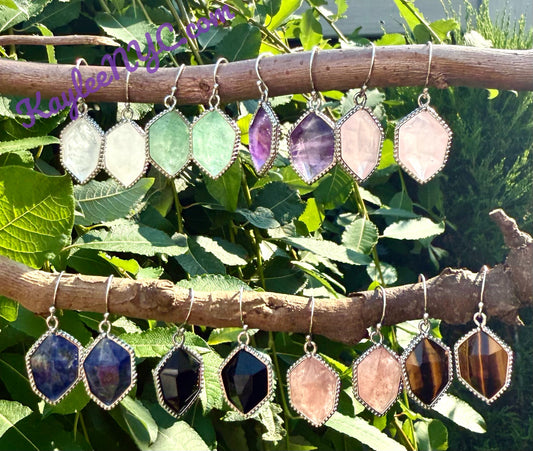 Wholesale Lot 8 Pairs Natural Crystal Sterling Silver(925) Dangling Earring