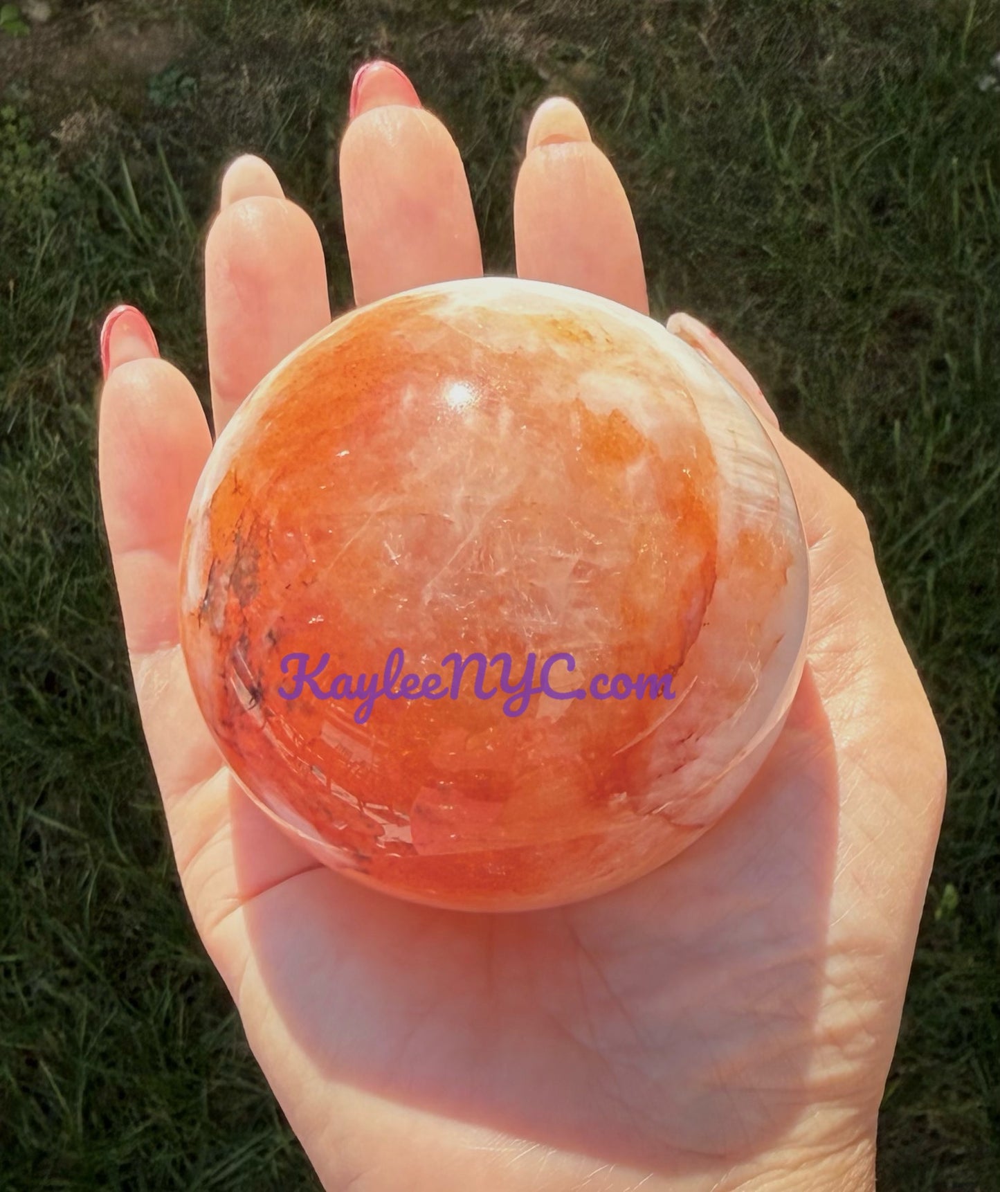 4 PCs Natural Hematoid Fire Quartz Sphere Crystals Healing Energy