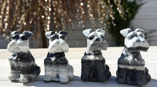 4 PCs Taiji Stone Schnauzer Dog Natural CrystalHealing Energy