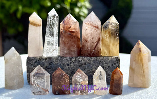 Wholesale Lot 0.5 lb Natural Rutilated Quartz Obelisk Tower Point Crystal Healing Energy