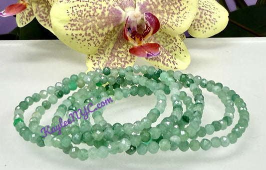 Wholesale Lot 6 Pcs Natural Faceted Burma Jade 4mm 7.5” Crystal Healing Stretch Bracelet