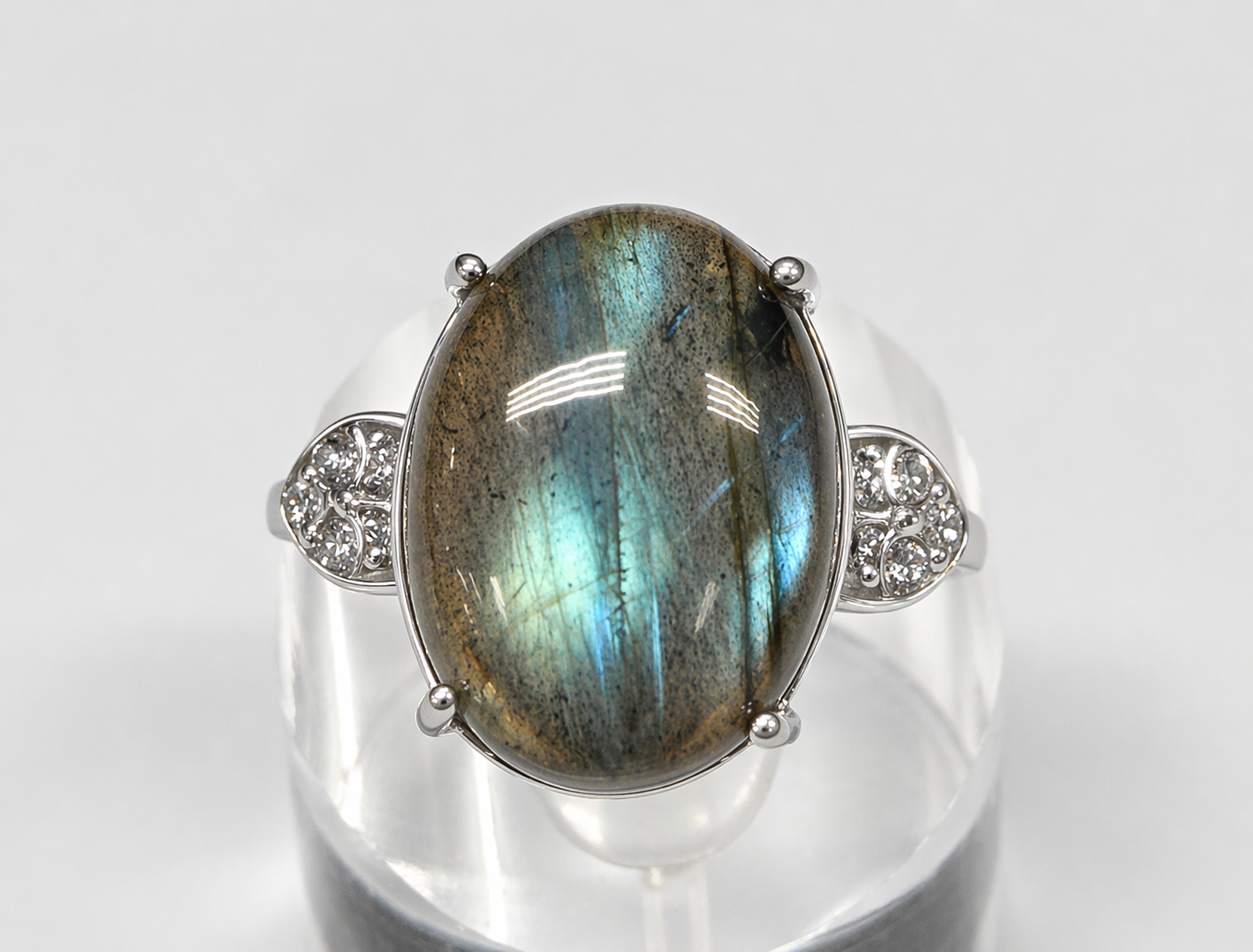 Wholesale Lot 7 pcs Natural Labradorite Stainless Steel Ring 12x16mm