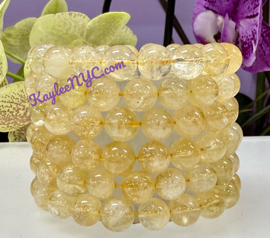 Wholesale Lot 6 Pcs Citrine 10mm 7.5” Crystal Healing Stretch Bracelet
