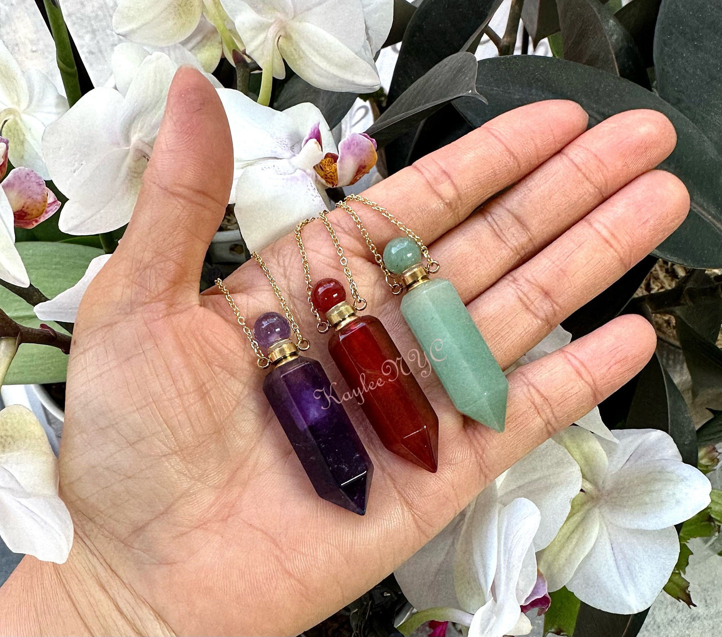 Wholesale 6 Pcs Mix Crystal Essential Oil Diffuser Pendant Necklaces