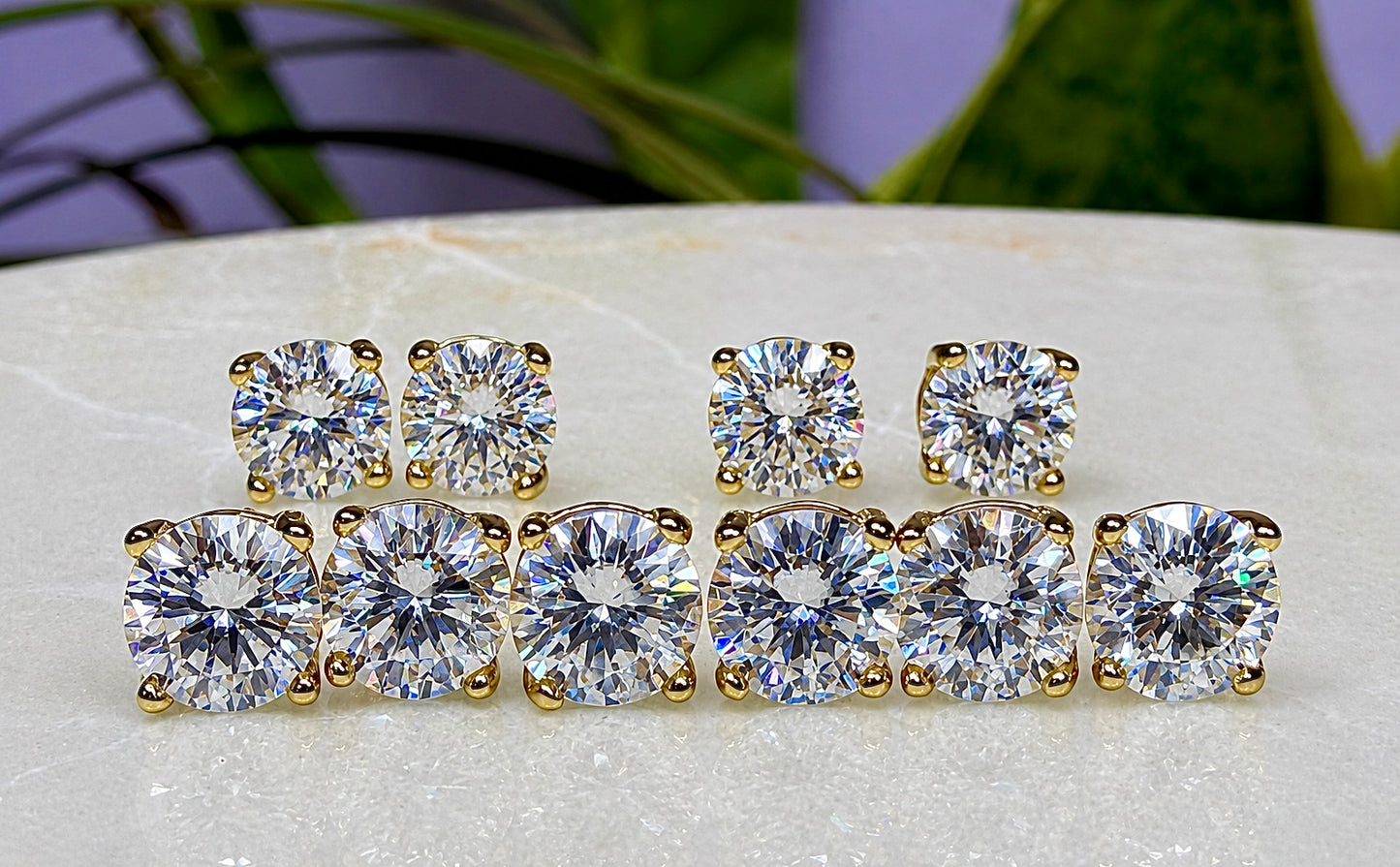 Wholesale Lot 5 Pairs Natural Moissanite Earring Stud 6.5mm