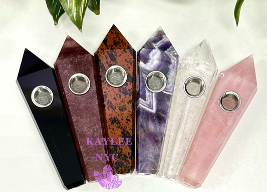 6 PCs Natural Mix Crystal Pipe