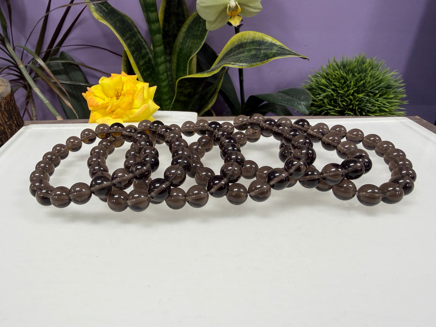 Wholesale Lot 6 Pcs Natural Ice Obsidian 10mm 7.5” Stretch Bracelet