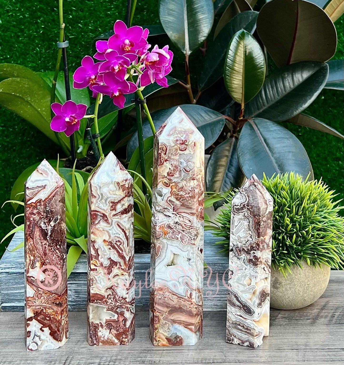 Wholesale Lot 3-4 PCs large Natural Mexican Red Crazy Lace Agate Obelisk Tower Point Crystal Healing