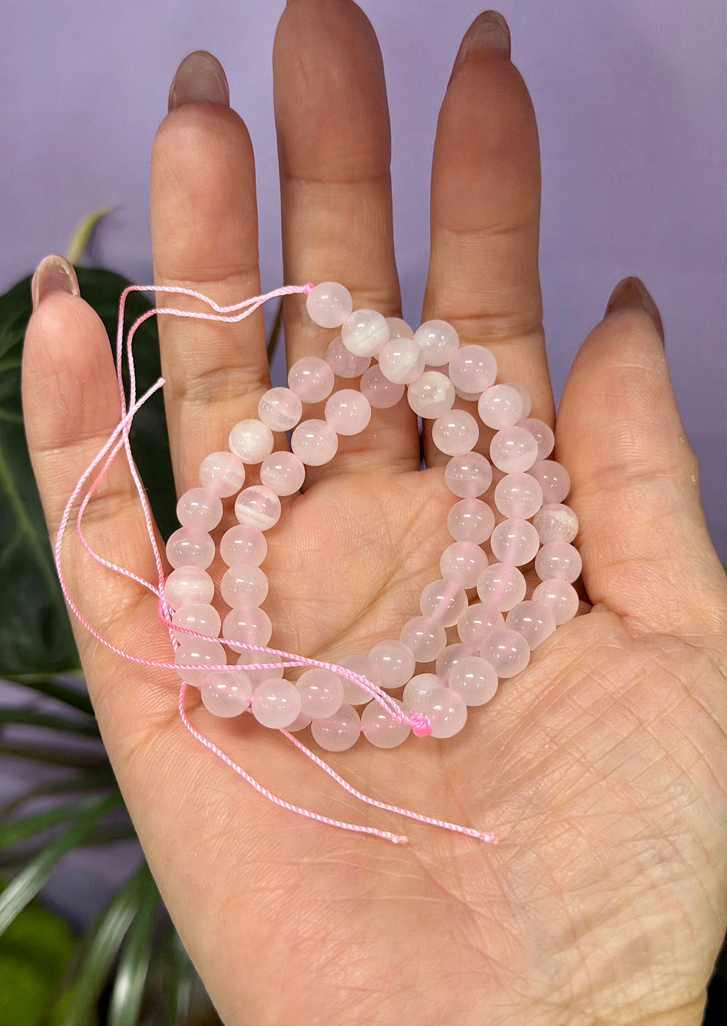 3 strands 6mm Natural Mangano Calcite Beads