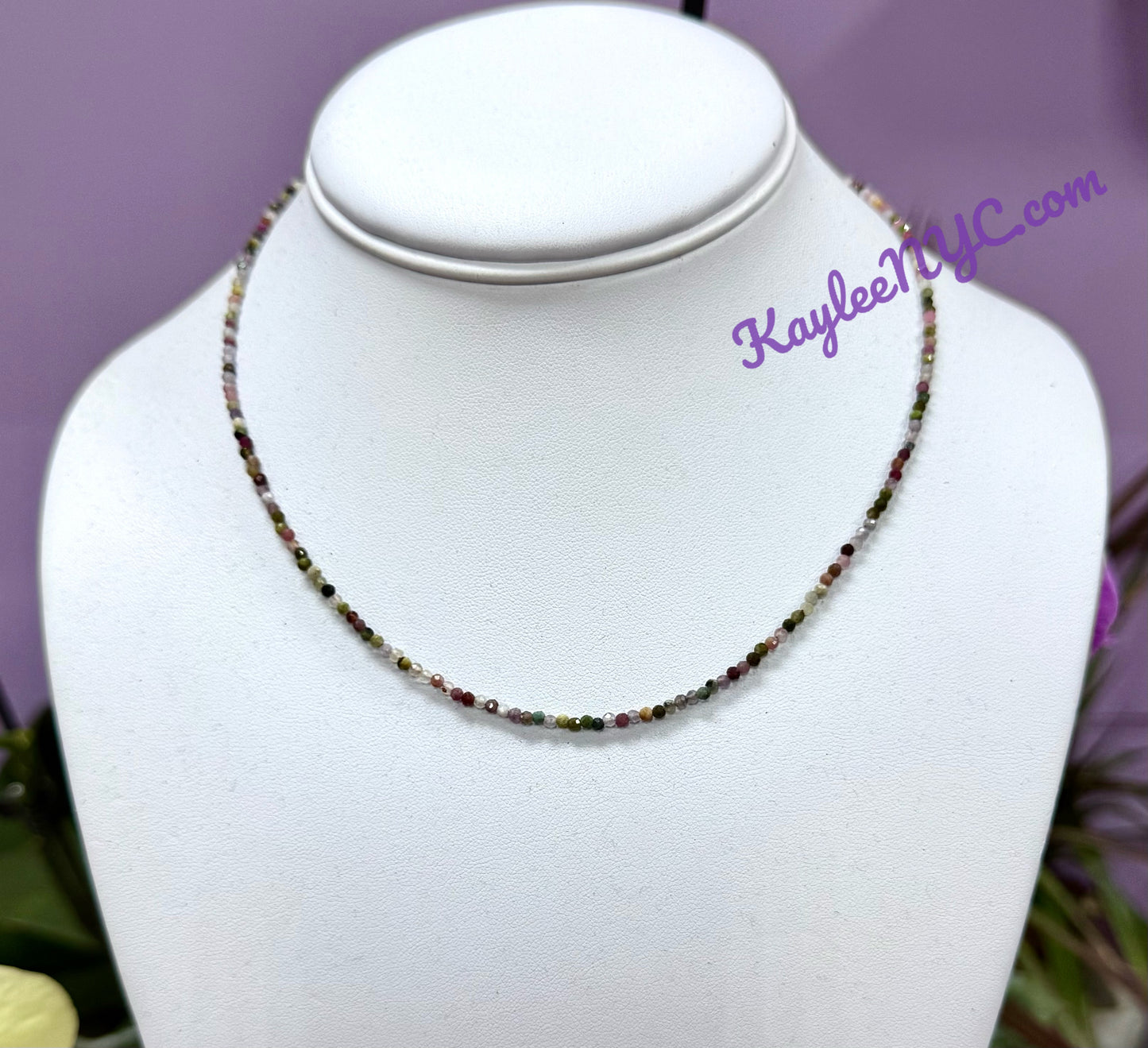 6 PCs 3mm Natural Rainbow Tourmaline Necklaces