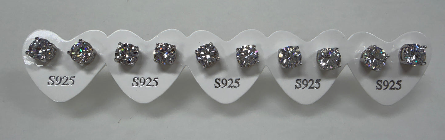 Wholesale Lot 5 Pairs Natural Moissanite Sterling Silver(925) Earring Studs 6.5mm