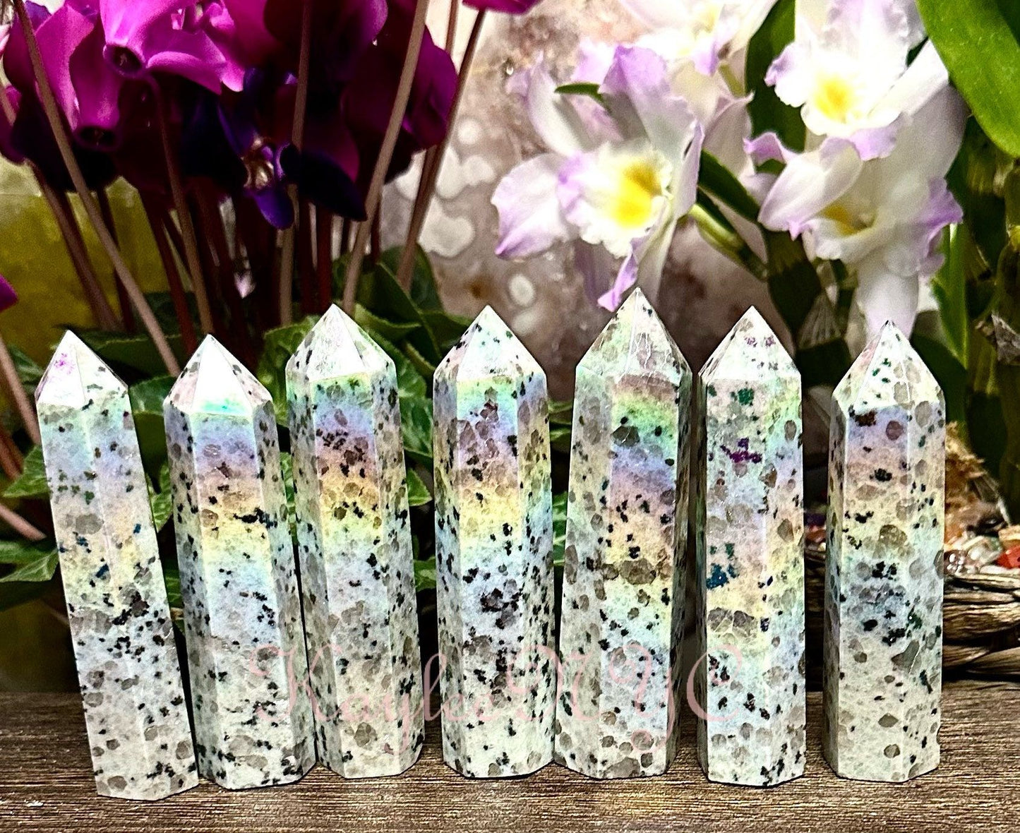 Wholesale Lot 1 Lb Aura Kiwi Jasper Obelisk Tower Point Crystal Energy