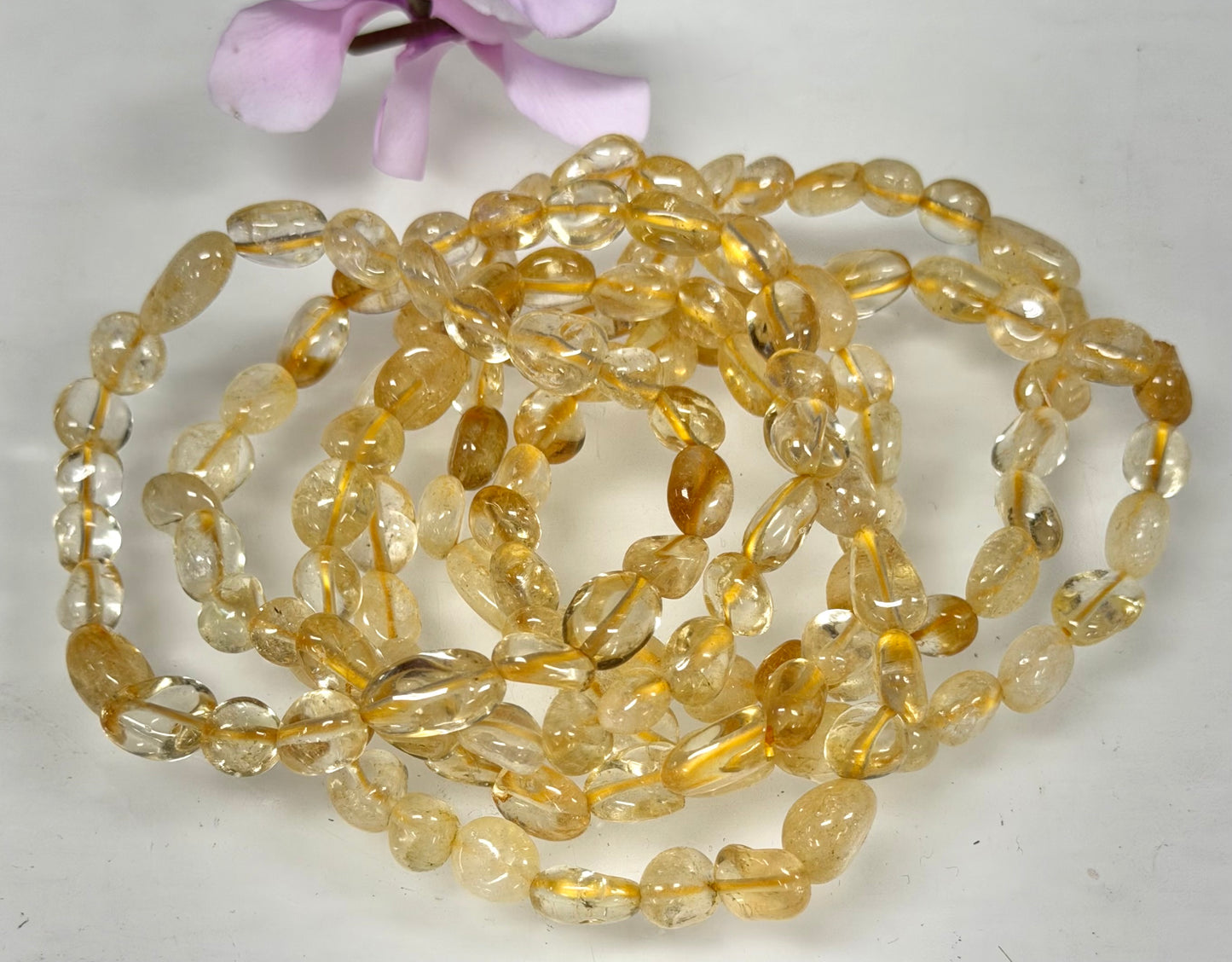Wholesale 6 Pcs Citrine tumble Stretch Bracelet Crystal Healing Energy 6x8mm 7.5”