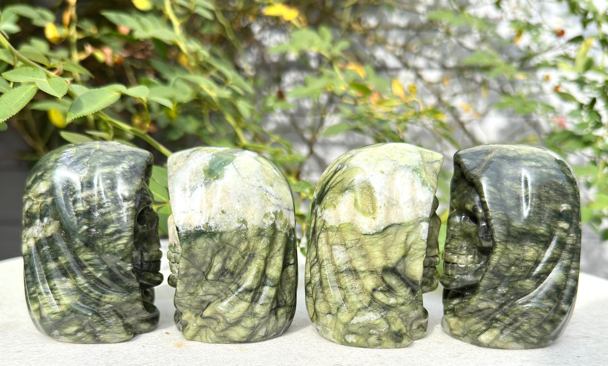 Wholesale lot 4 Pcs Natural Nephrite Jade Reaper Skeleton Crystal Healing Energy