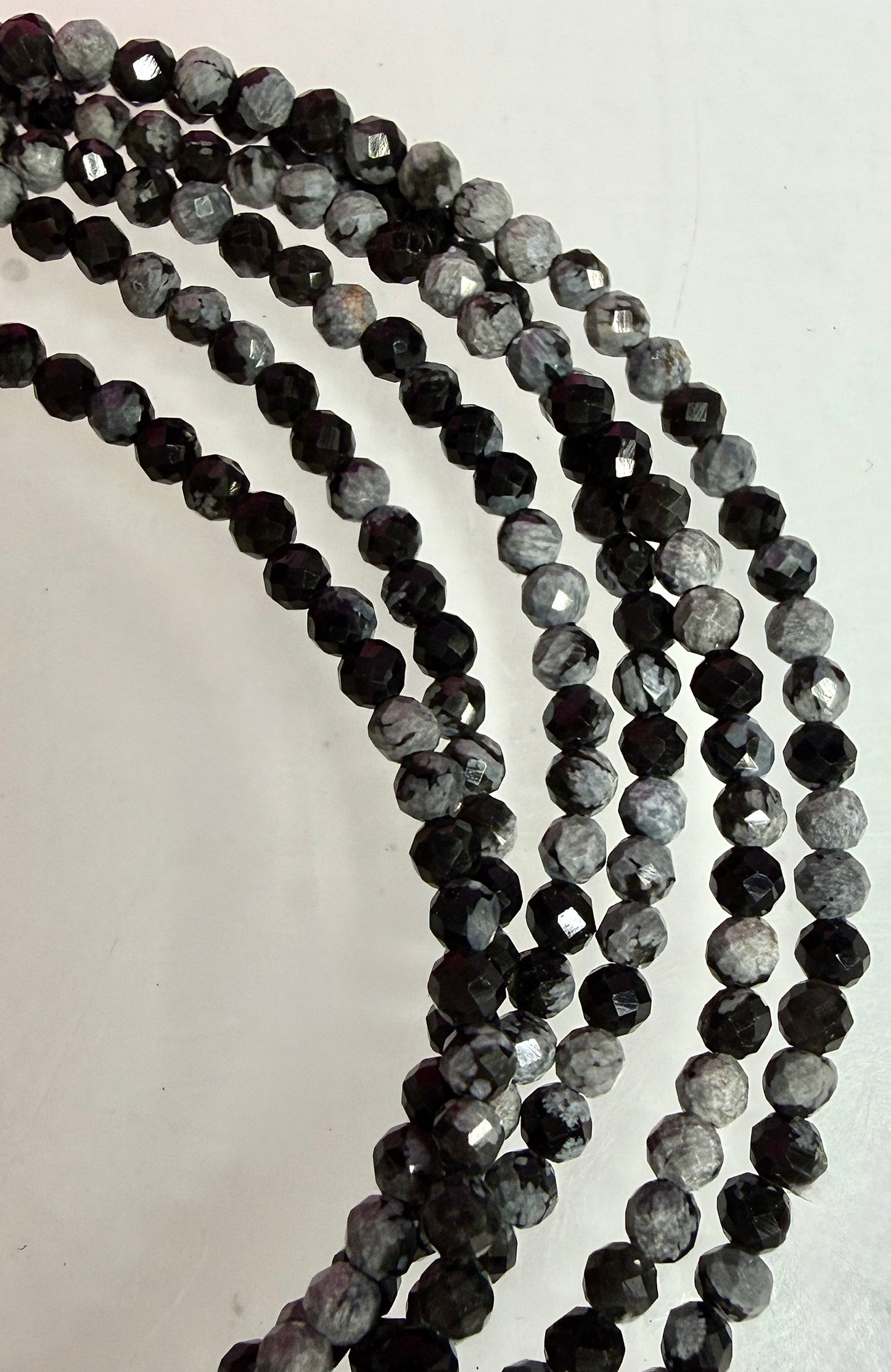 6 PCs 2mm Natural Snowflake Obsidian Anklet Crystals Healing Energy