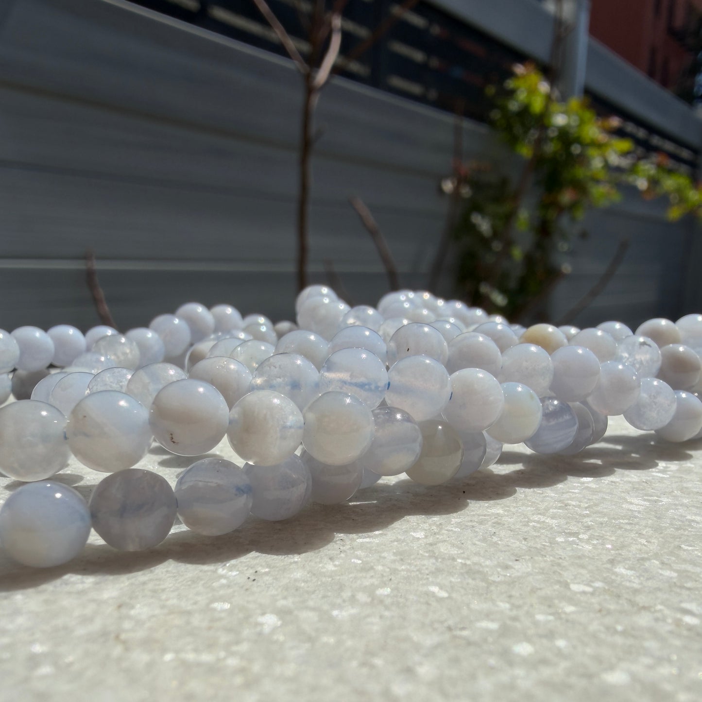 Wholesale 6 Pcs 5mm Blue Lace Agate Natural Crystal Healing Stretch Bracelet 7.5”