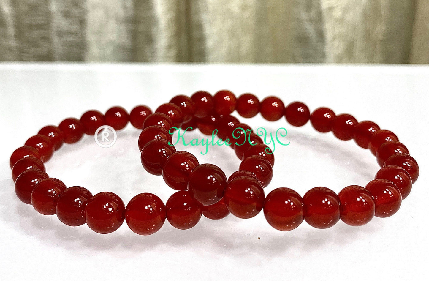 Wholesale Lot 6 Pcs Carnelian 8mm 7.5” Crystal Healing Stretch Bracelet