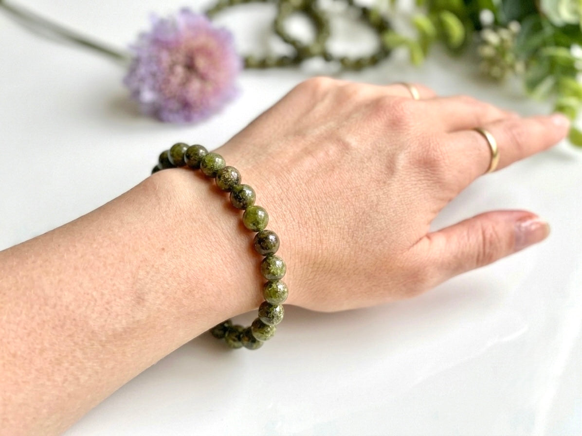 3 PCs Natural Peridot 9-10mm Stretch Bracelet 8”
