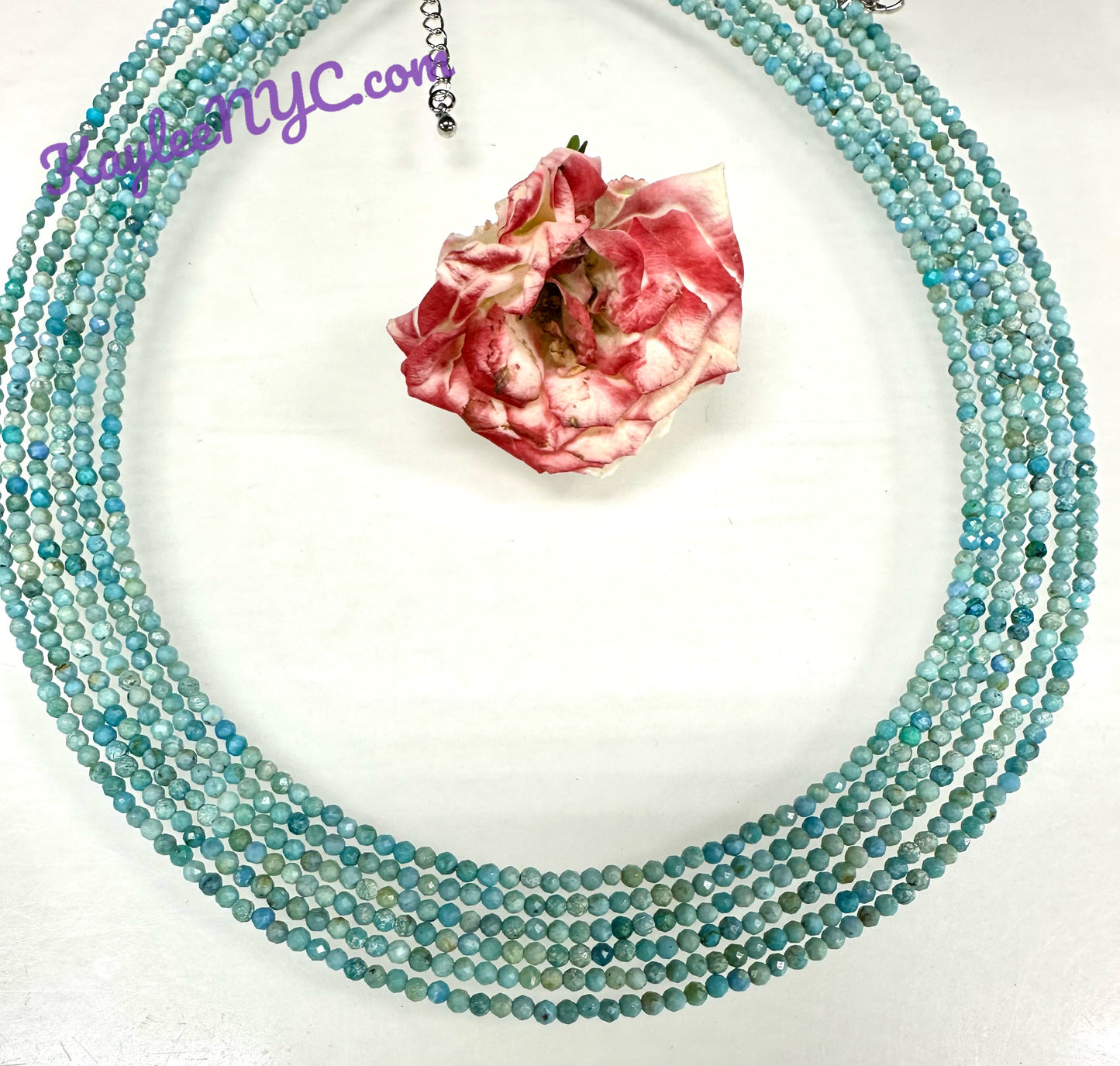 6 PCs 2mm Natural Blue Opal Necklaces