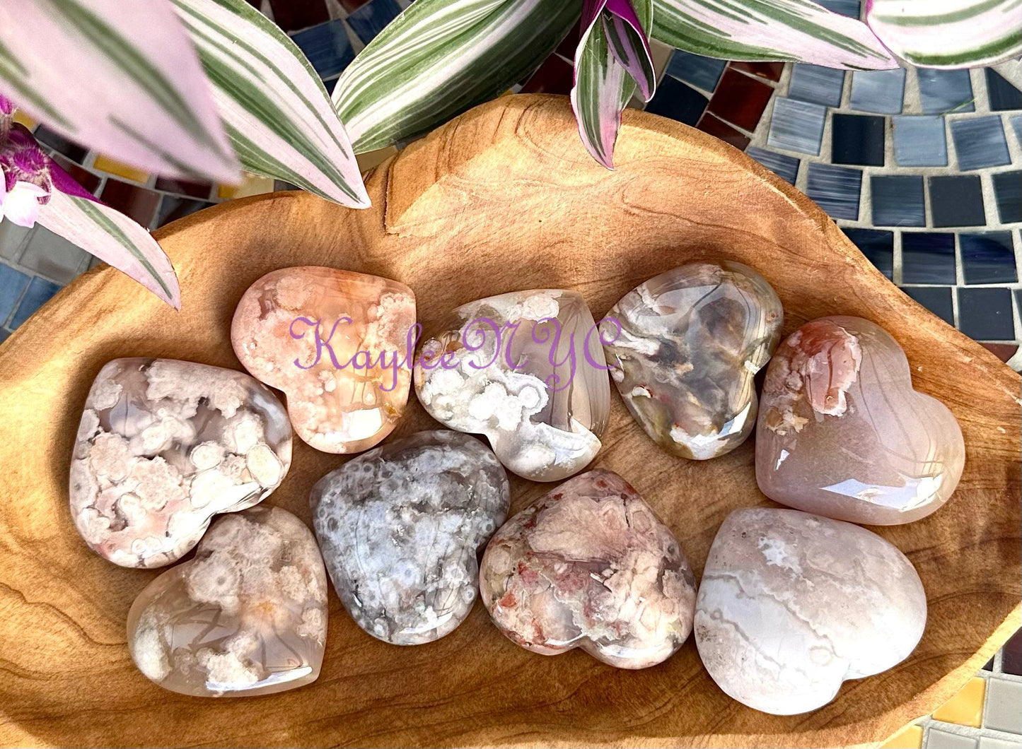 Wholesale Lot 1 lb Natural Flower Agate Crystal Heart Healing Energy