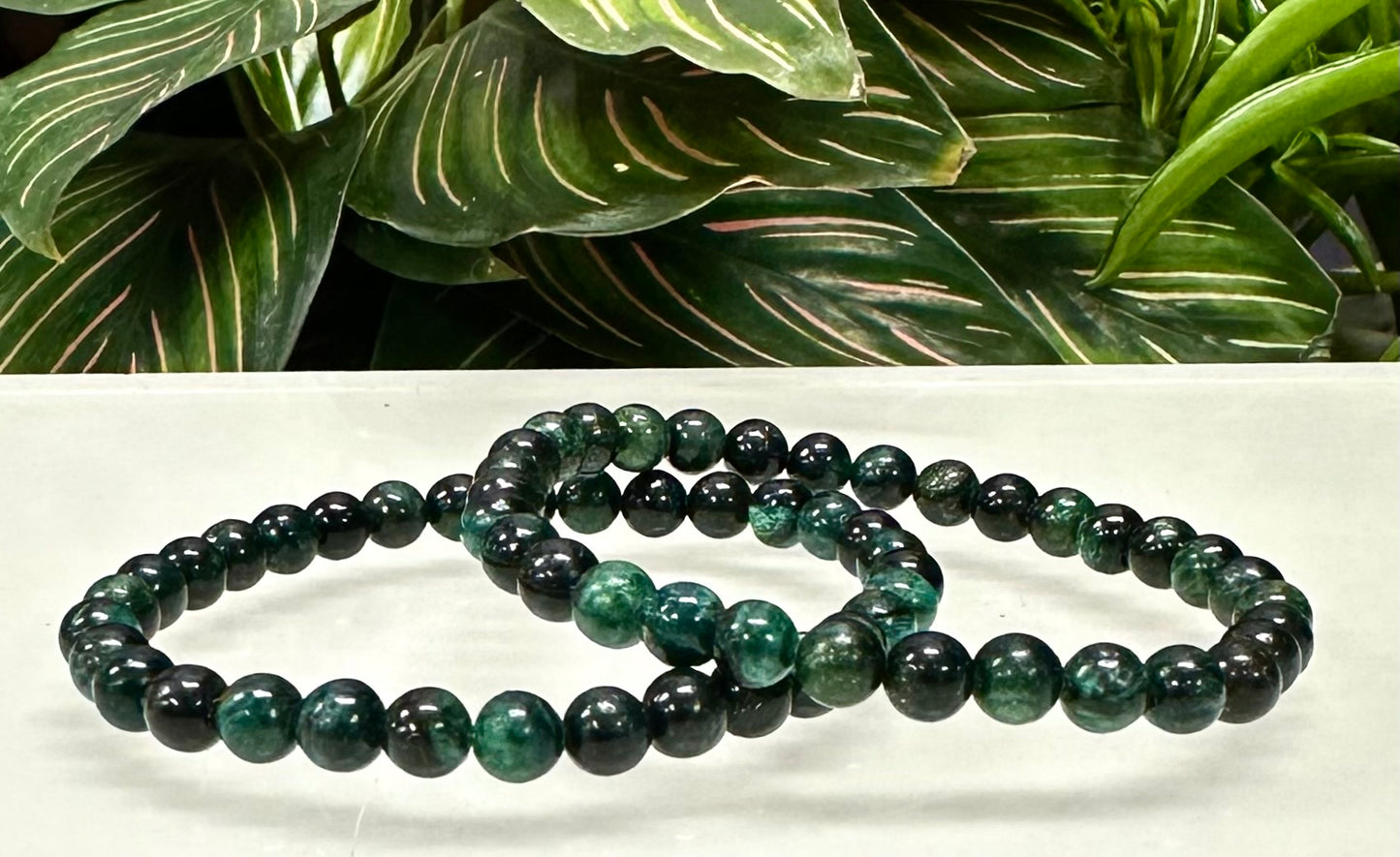 6pcs 6mm Natural Green Lepidolite Stretch Bracelet 7.5”