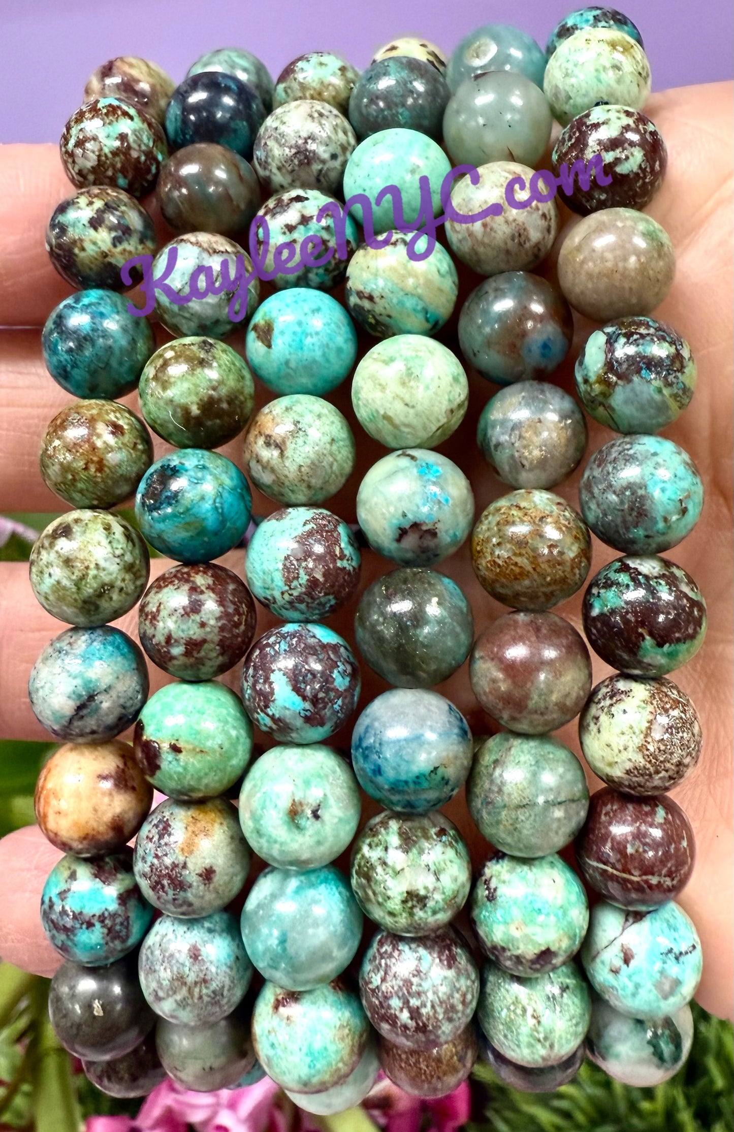 Wholesale 6 Pcs Natural Chrysocolla 8mm 7.5” Crystal Healing Stretch Bracelet