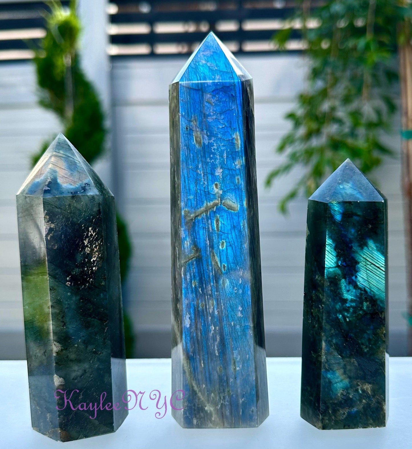 Wholesale Lot 3 pcs Natural Labradorite obelisk Tower Point Crystal Healing Energy 1.85-2lbs