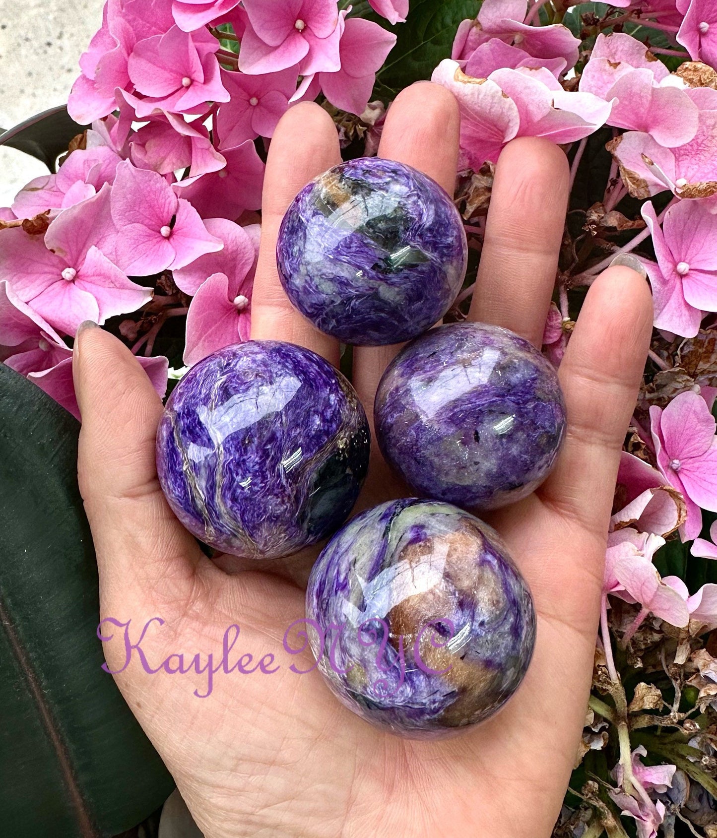 Wholesale Lot 2 lbs Natural Charoite Spheres Crystal Ball Energy Healing